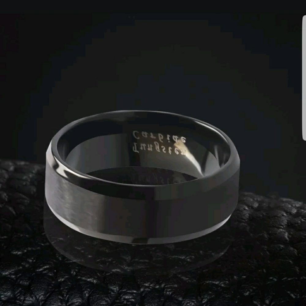 Tungsten Carbide Ring Size 6,7 - Picture 2 of 2